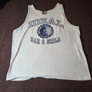 Ideal Bar & Grill Santa Cruz Beach Ca Tank Men's Size Large Blue And White